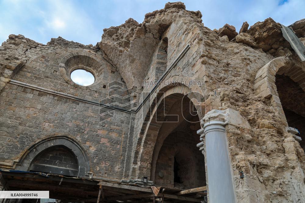 Gaza Omari Mosque and Pasha Palace After Israeli Airstrikes - Gaza