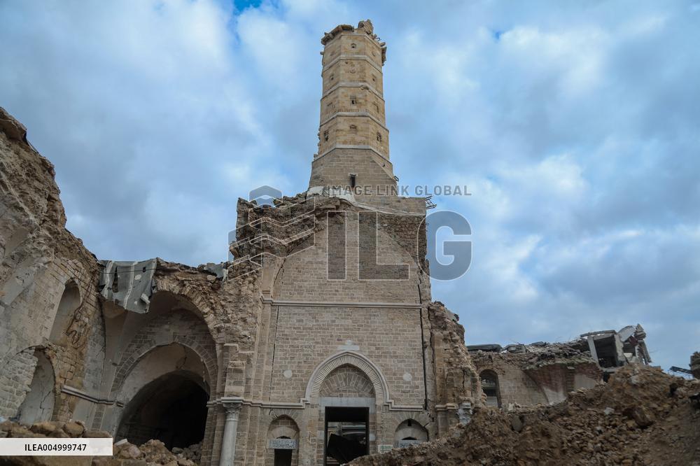 Gaza Omari Mosque and Pasha Palace After Israeli Airstrikes - Gaza