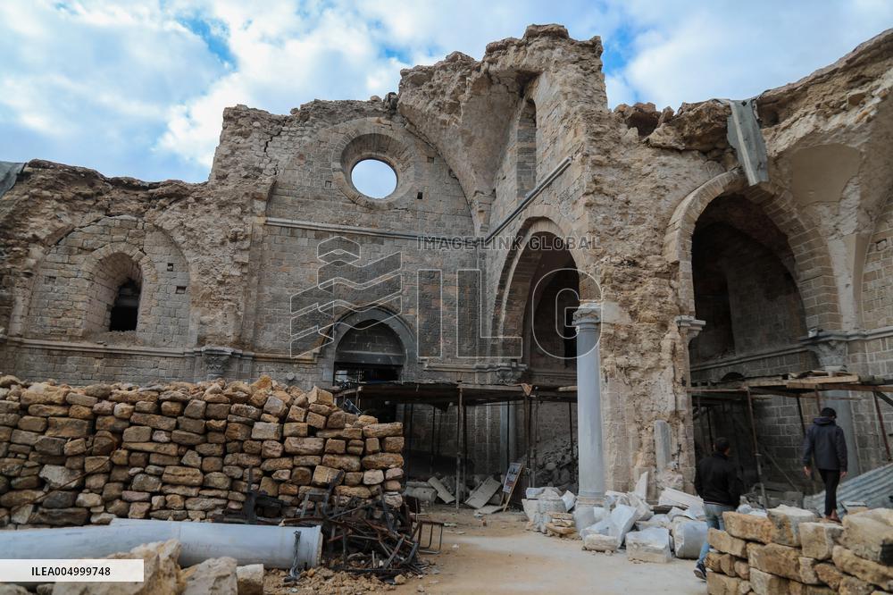 Gaza Omari Mosque and Pasha Palace After Israeli Airstrikes - Gaza