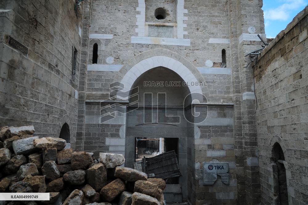 Gaza Omari Mosque and Pasha Palace After Israeli Airstrikes - Gaza