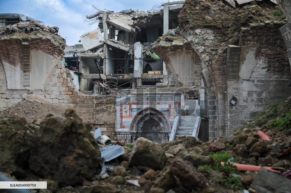 Gaza Omari Mosque and Pasha Palace After Israeli Airstrikes - Gaza