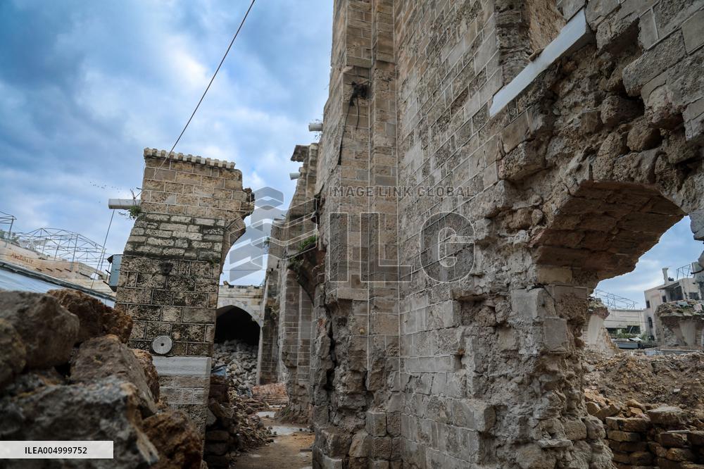 Gaza Omari Mosque and Pasha Palace After Israeli Airstrikes - Gaza