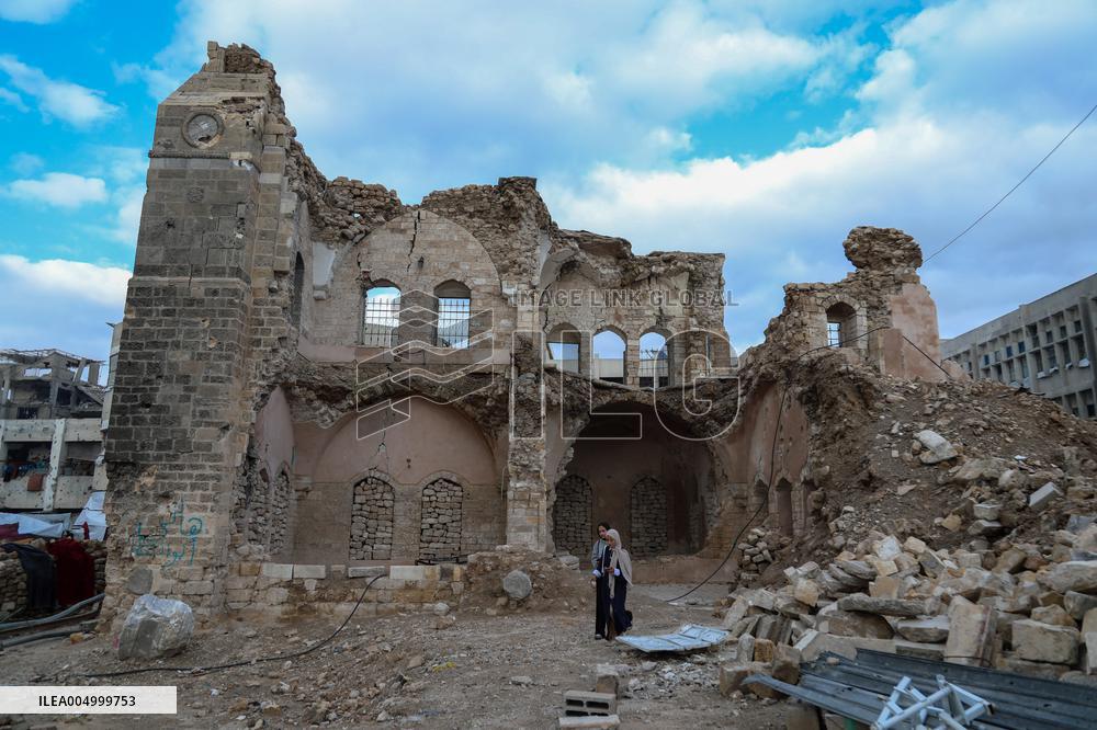 Gaza Omari Mosque and Pasha Palace After Israeli Airstrikes - Gaza