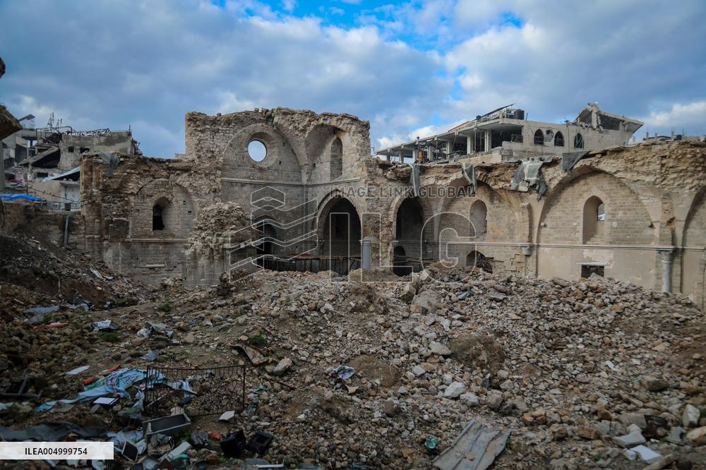 Gaza Omari Mosque and Pasha Palace After Israeli Airstrikes - Gaza