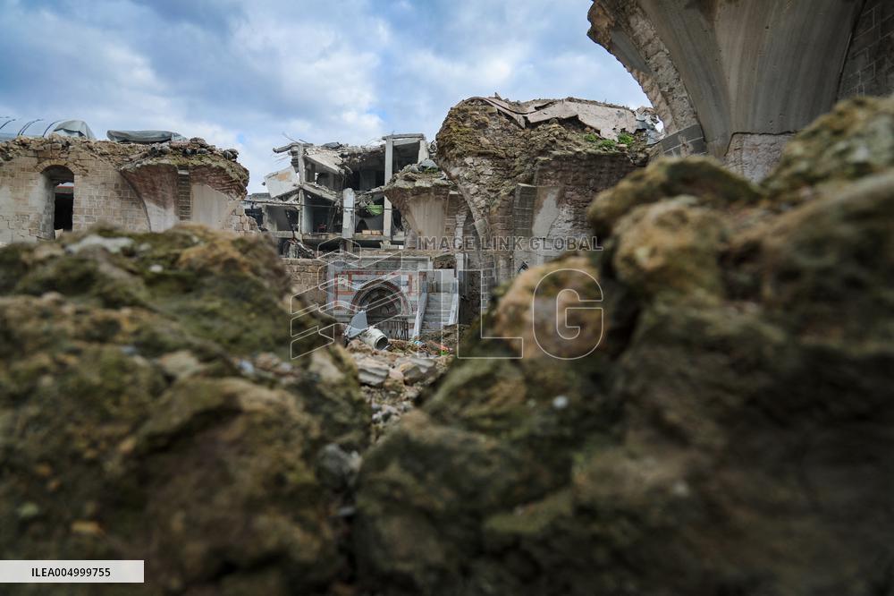 Gaza Omari Mosque and Pasha Palace After Israeli Airstrikes - Gaza