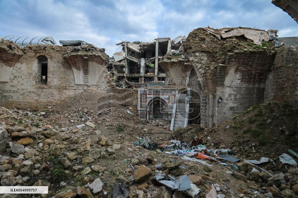 Gaza Omari Mosque and Pasha Palace After Israeli Airstrikes - Gaza