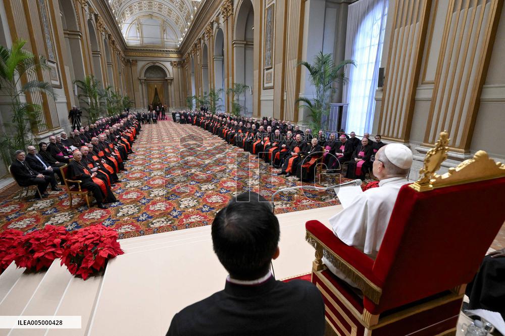 Pope Leo XIV Meets Roman Curia For The Christmas Greetings - Vatican
