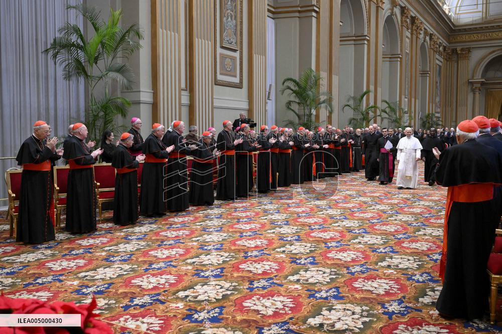 Pope Leo XIV Meets Roman Curia For The Christmas Greetings - Vatican