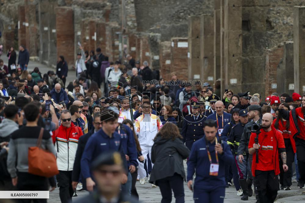 Jackie Chan Holds the Milan Cortina 2026 Olympic Flame - Pompeii