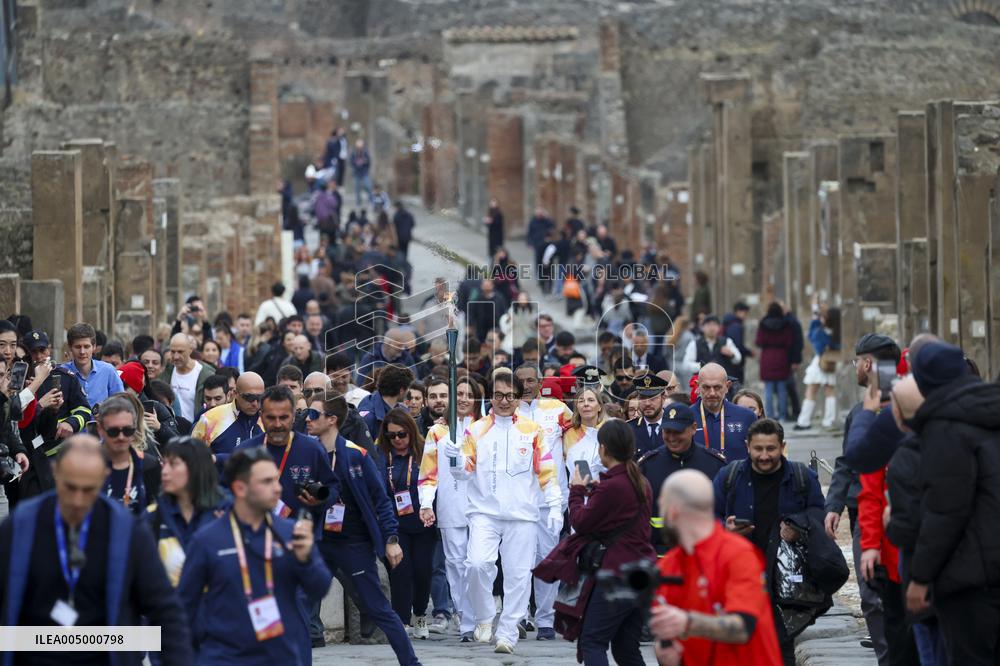 Jackie Chan Holds the Milan Cortina 2026 Olympic Flame - Pompeii