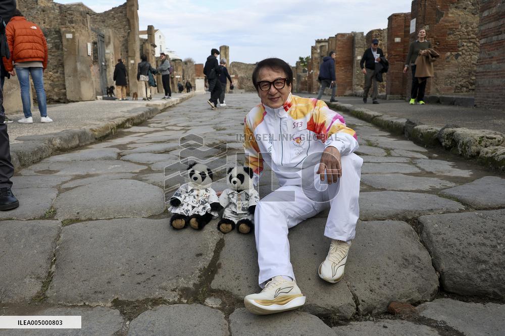 Jackie Chan Holds the Milan Cortina 2026 Olympic Flame - Pompeii