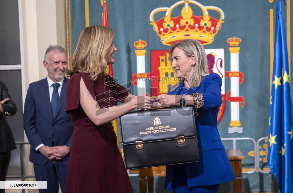 Pilar Alegria Hands Over Portfolio In Madrid - Spain