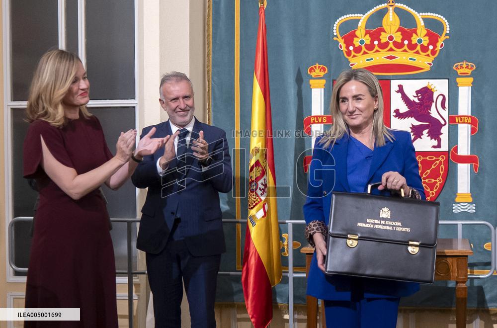 Pilar Alegria Hands Over Portfolio In Madrid - Spain