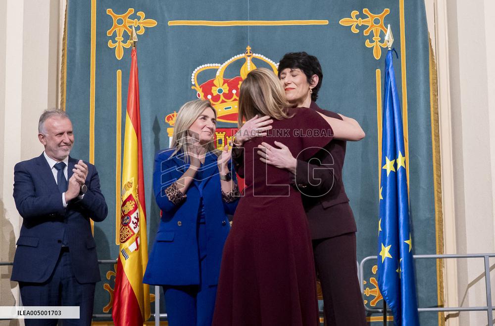 Pilar Alegria Hands Over Portfolio In Madrid - Spain