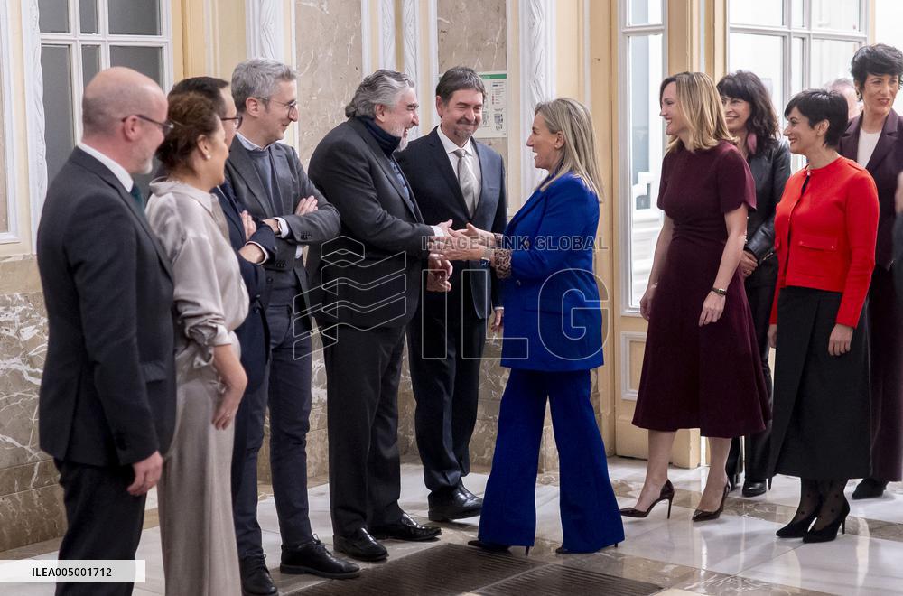 Pilar Alegria Hands Over Portfolio In Madrid - Spain