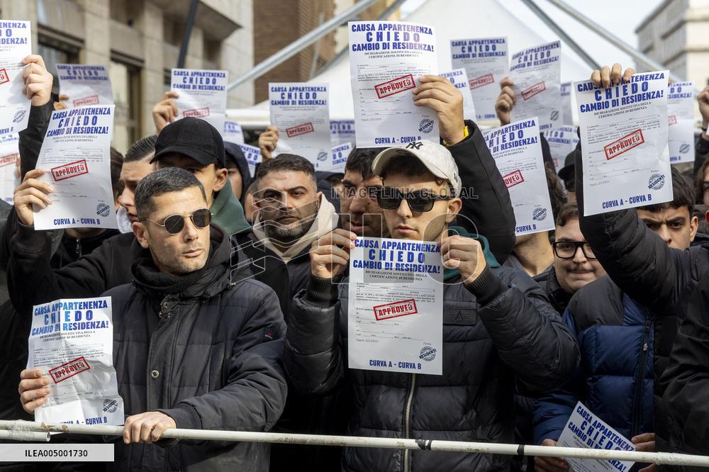 Ultras Groups Protest Travel Bans In Naples - Italy