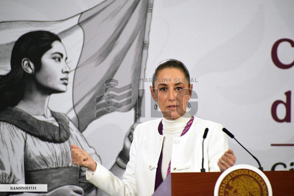 Mexican President Claudia Sheinbaum Holds Briefing Conference - Mexico