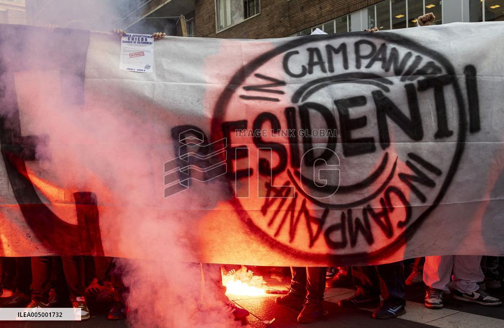 Ultras Groups Protest Travel Bans In Naples - Italy