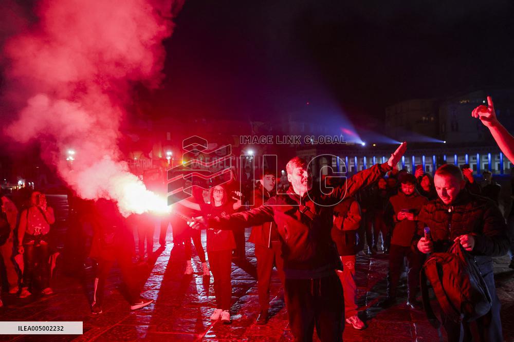 Naples Fans Celebrate Their Victory in The Italian Super Cup - Naples