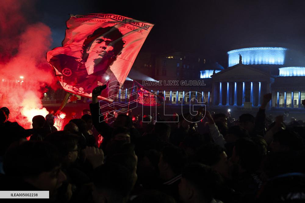 Naples Fans Celebrate Their Victory in The Italian Super Cup - Naples
