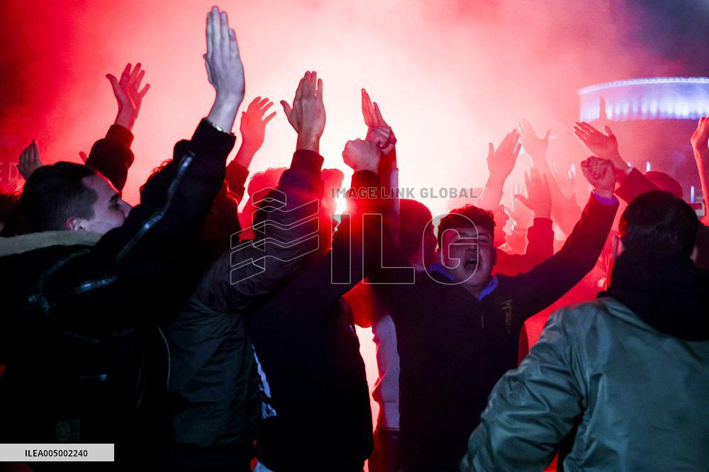 Naples Fans Celebrate Their Victory in The Italian Super Cup - Naples