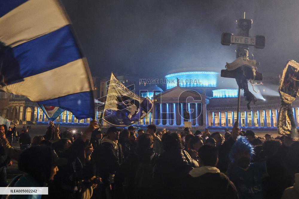Naples Fans Celebrate Their Victory in The Italian Super Cup - Naples