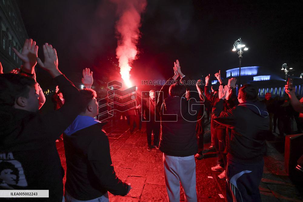 Naples Fans Celebrate Their Victory in The Italian Super Cup - Naples