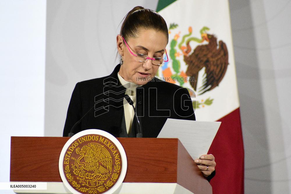 Mexican President Claudia Sheinbaum Holds Briefing Conference - Mexico