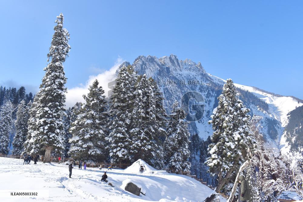 People Enjoy The Season's First Snowfall In Kashmir