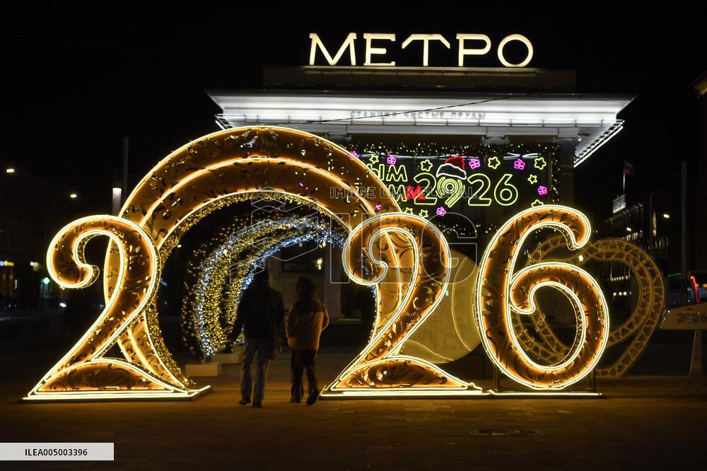 New Year Decorations Installed In Moscow - Russia