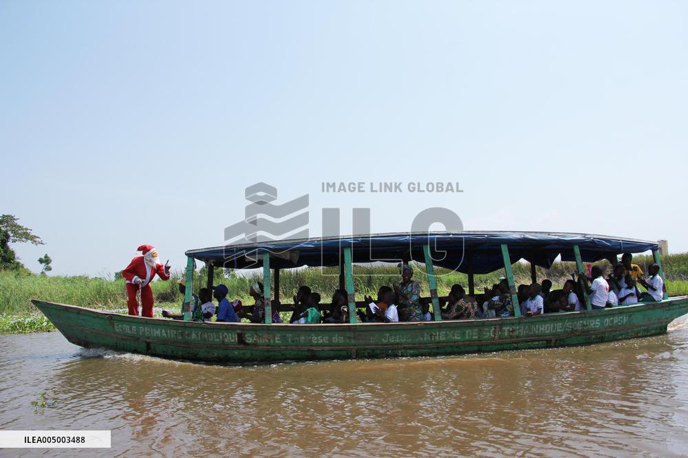 Santa Claus Meets Children in Villages - Benin