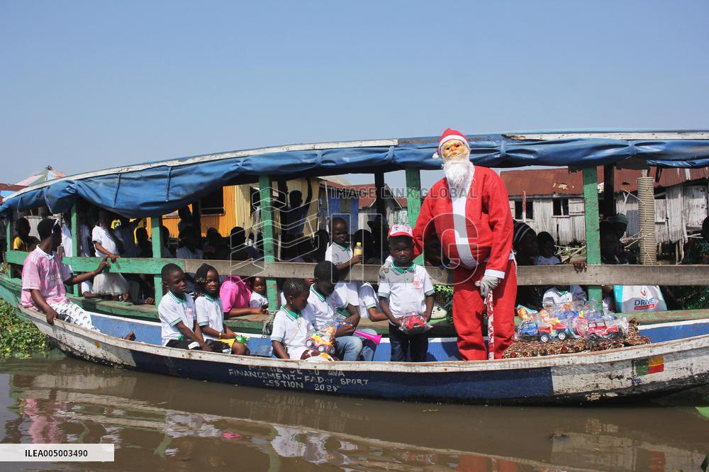 Santa Claus Meets Children in Villages - Benin