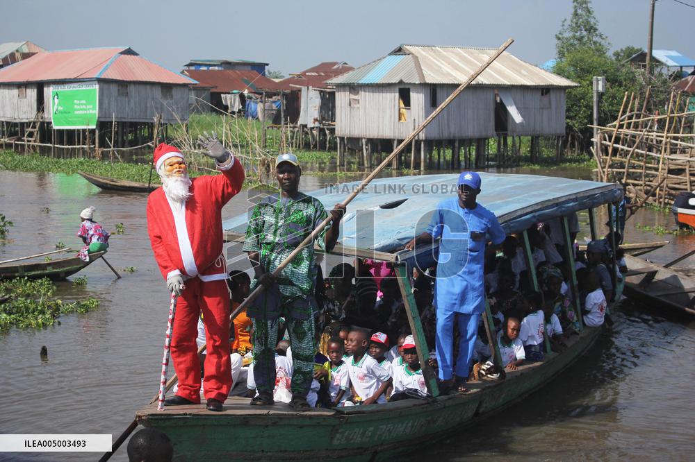 Santa Claus Meets Children in Villages - Benin