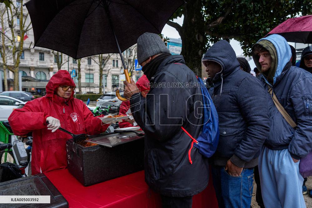 Interfaith Prayer With Food Distribution In Milano - Italy