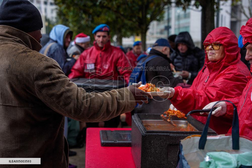 Interfaith Prayer With Food Distribution In Milano - Italy