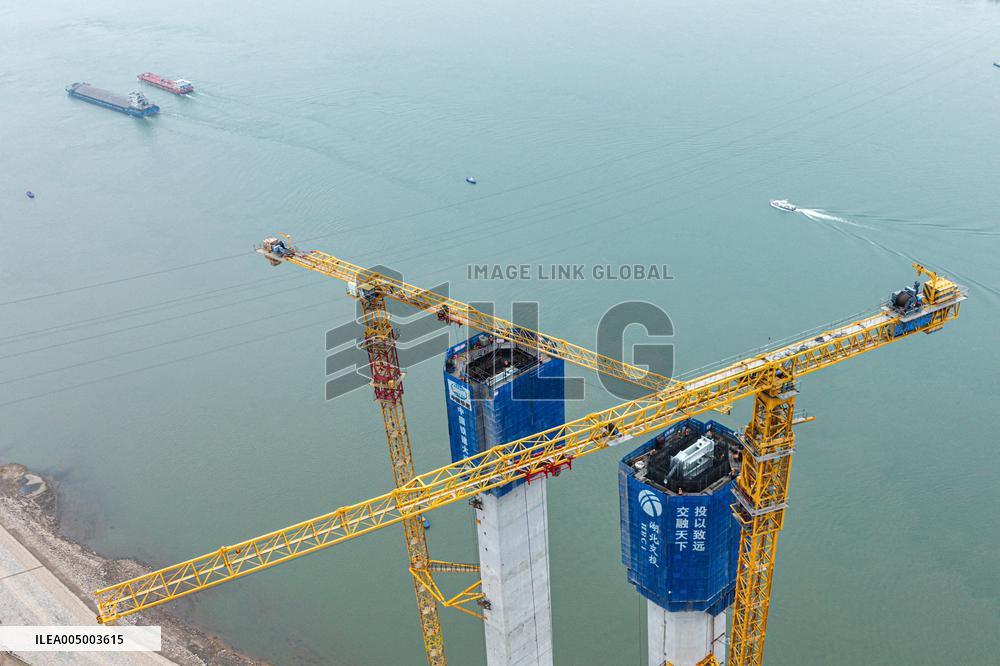 Construction Site of Road-Rail Bridge Project - China