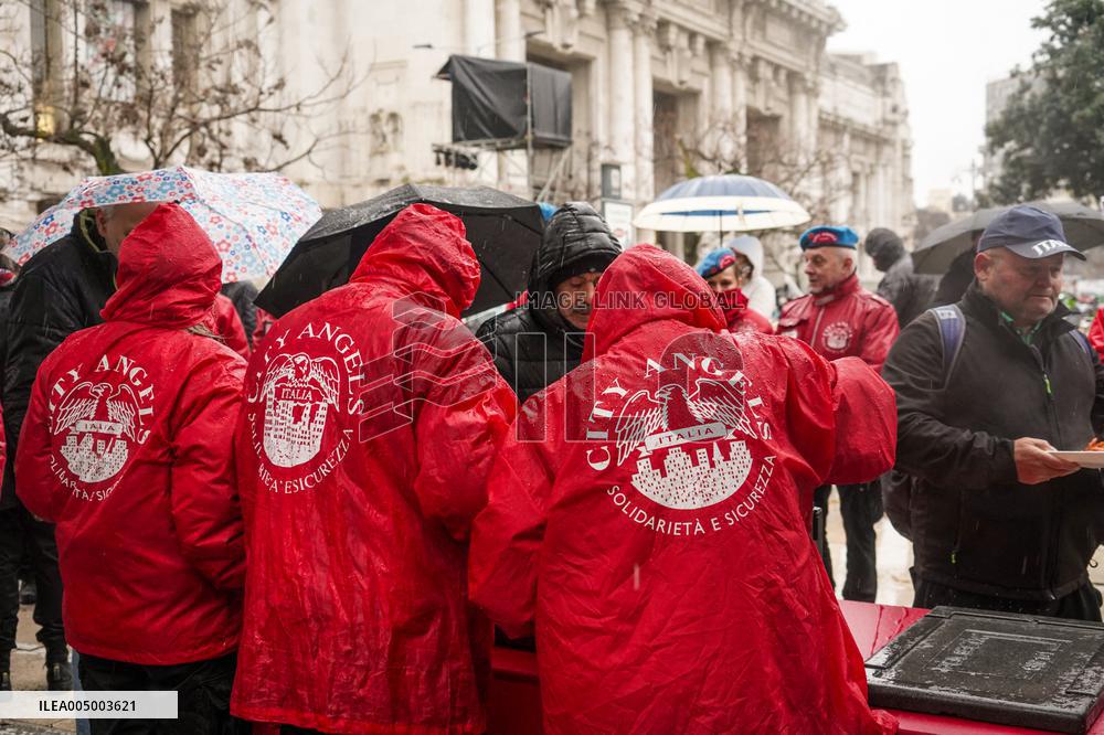 Interfaith Prayer With Food Distribution In Milano - Italy