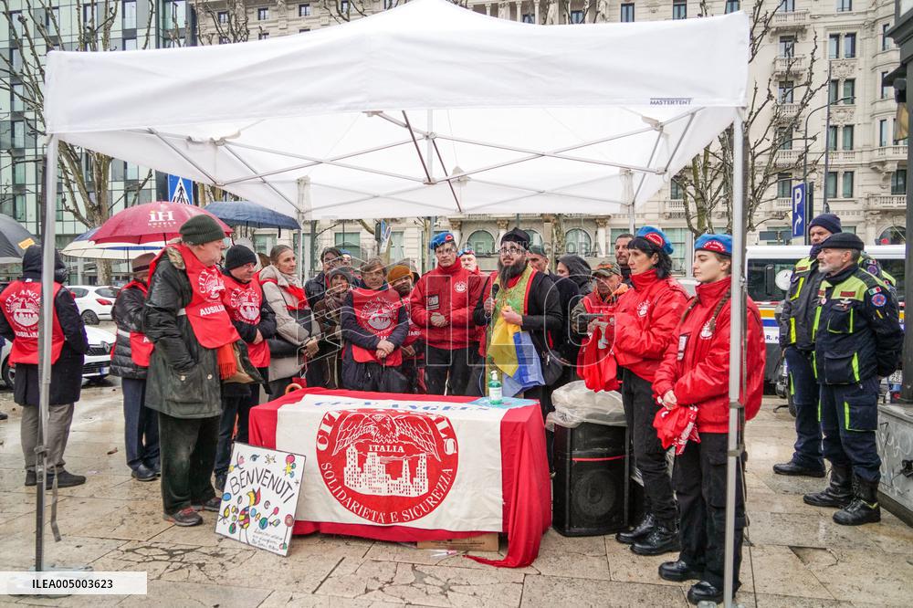 Interfaith Prayer With Food Distribution In Milano - Italy