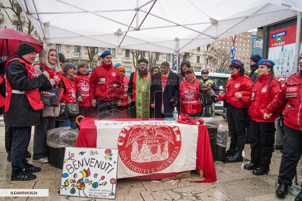 Interfaith Prayer With Food Distribution In Milano - Italy