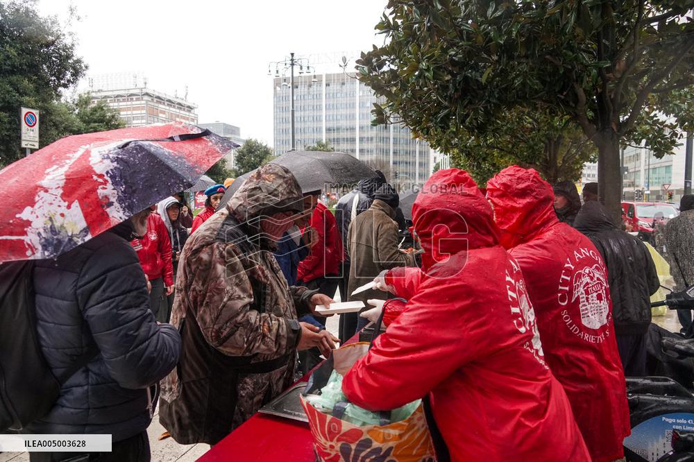Interfaith Prayer With Food Distribution In Milano - Italy