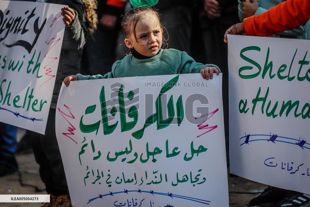 Palestinians Stage Protest over Homes at Risk of Collapse - Gaza City