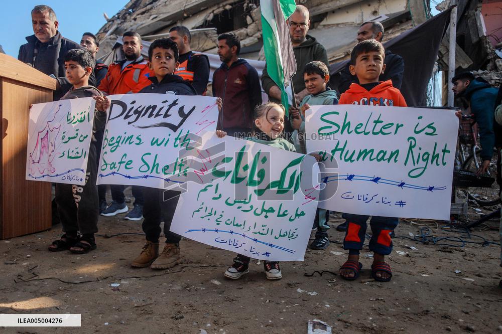 Palestinians Stage Protest over Homes at Risk of Collapse - Gaza City