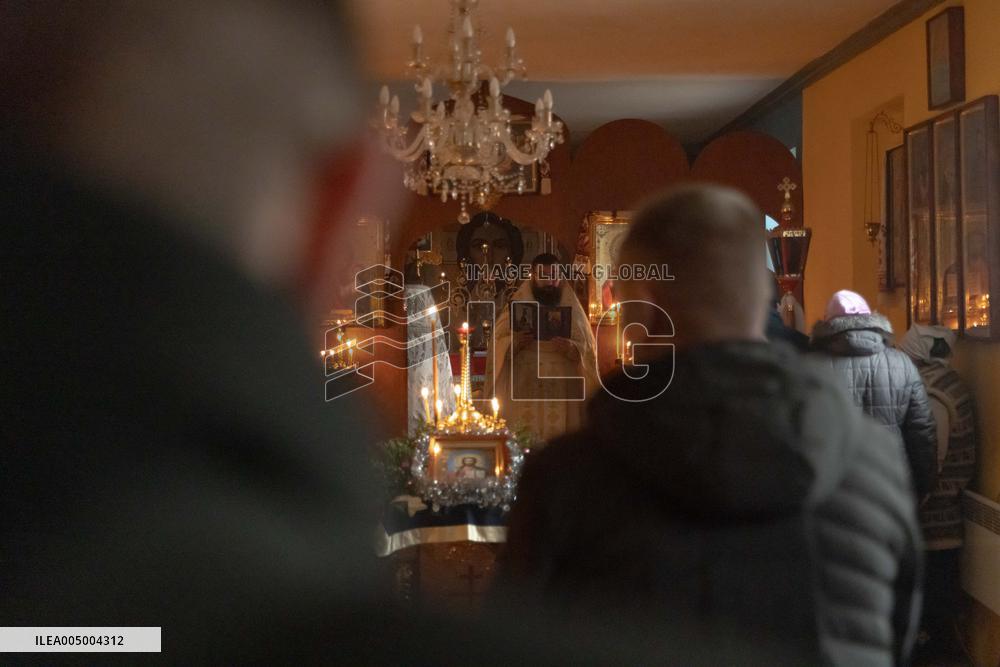 Military Chaplain Holds Christmas Service near the Frontline in Kharkiv Region - Ukraine