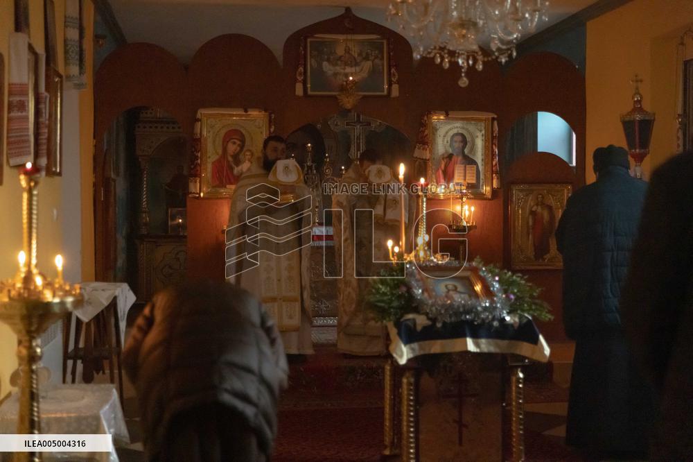 Military Chaplain Holds Christmas Service near the Frontline in Kharkiv Region - Ukraine