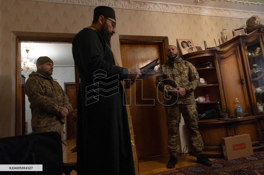 Military Chaplain Holds Christmas Service near the Frontline in Kharkiv Region - Ukraine