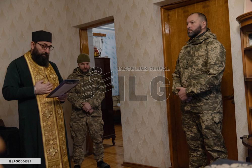 Military Chaplain Holds Christmas Service near the Frontline in Kharkiv Region - Ukraine