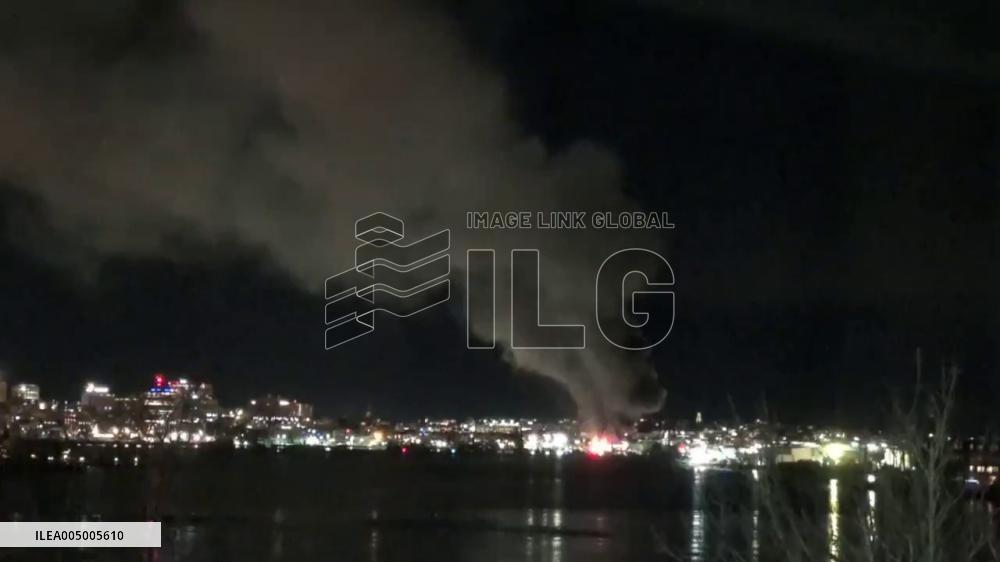 US: Three-Alarm Fire Breaks Out at Historic Waterfront Building in Portland, Maine