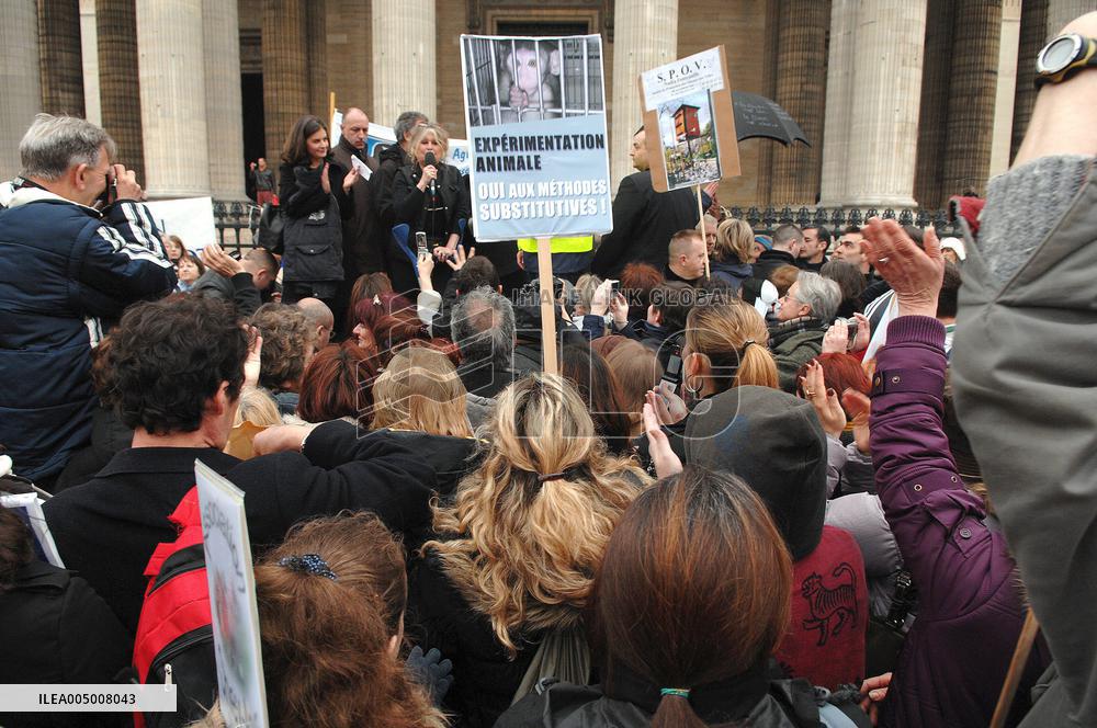 Brigitte Bardot Supports Animal Rights Demonstration - Paris