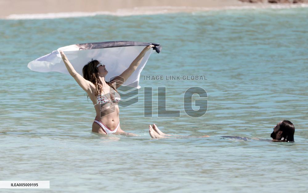 Heidi Klum, Tom Kaulitz and Bill Kaulitz in St Barths - France