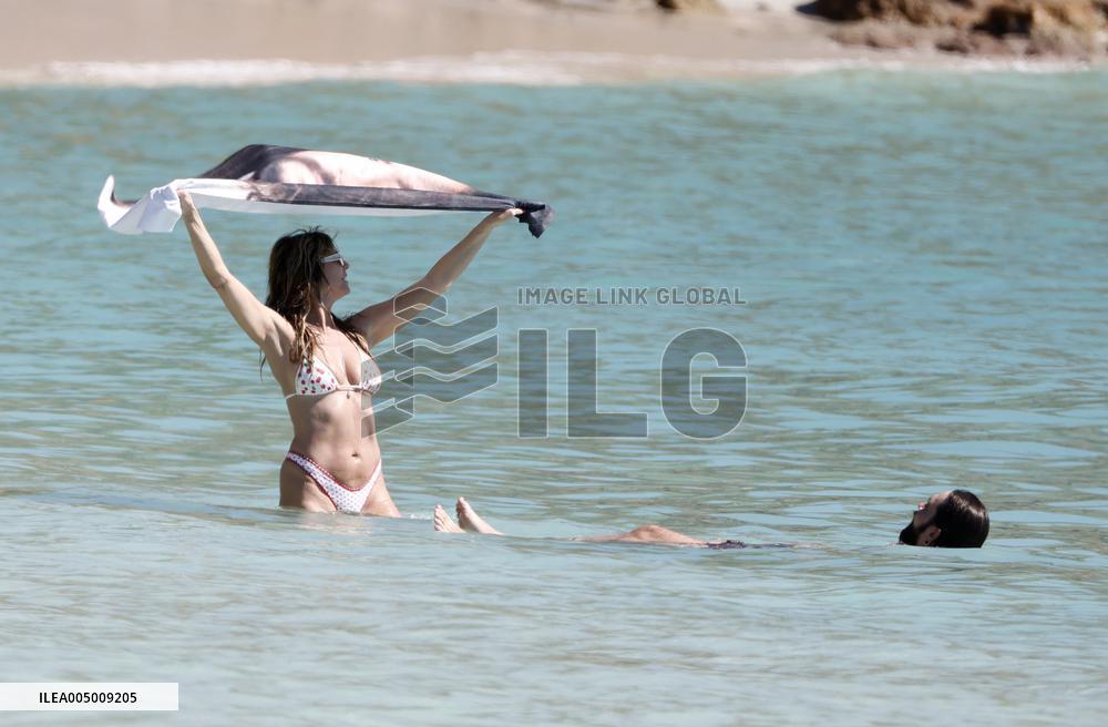 Heidi Klum, Tom Kaulitz and Bill Kaulitz in St Barths - France